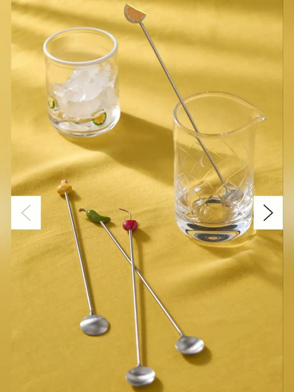 Anthropologie New, In Box, Garnish Cocktail Spoons, Set of 4